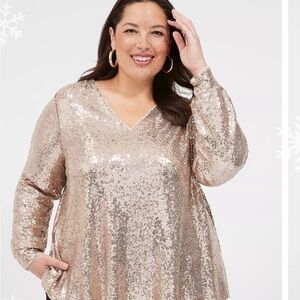 Lane Bryant Sparkling Gold Sequin Top